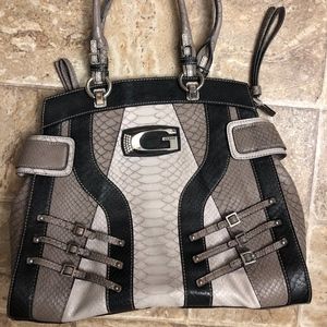 Large Guess Faux Snakeskin Shoulder Bag